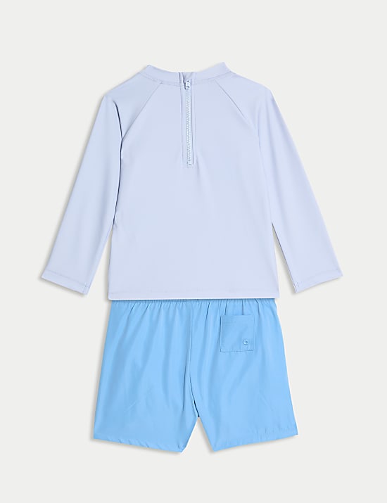2pc A La Mer Slogan Rash Vest Swim Set (0-6 Yrs)