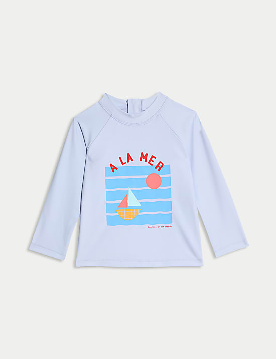 2pc A La Mer Slogan Rash Vest Swim Set (0-6 Yrs)