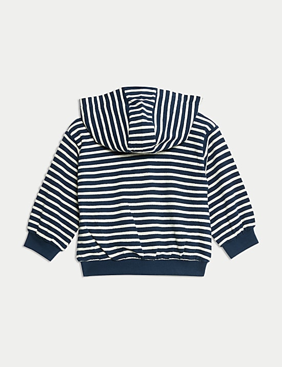 Ριγέ φούτερ με κουκούλα, φερμουάρ από 100% βαμβάκι (0-3 ετών)