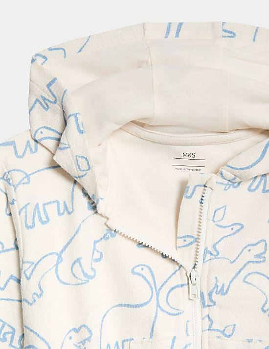 Pure Cotton Dinosaur Zip Hoodie (0-3 Yrs)