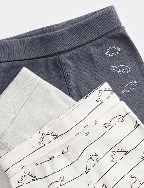 3pk Pure Cotton Dinosaur Leggings (0 Mths-3 Yrs)