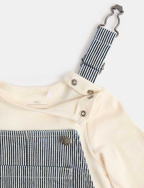 2 Piece Ticking Stripe Dungaree Outfit (0-3 Yrs)