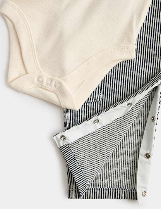 2 Piece Ticking Stripe Dungaree Outfit (0-3 Yrs)
