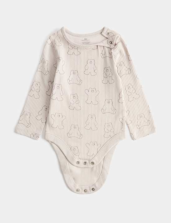 Ensemble 2 pi&egrave;ces salopette en jersey de coton &agrave; motif ours (jusqu&rsquo;au 3 ans)
