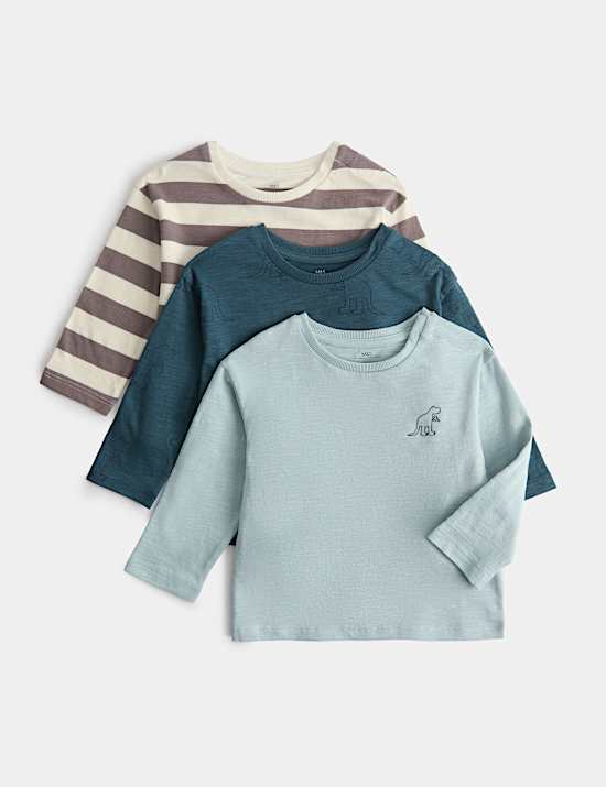 3 Pack Pure Cotton Dino Tops (0-5 Yrs)