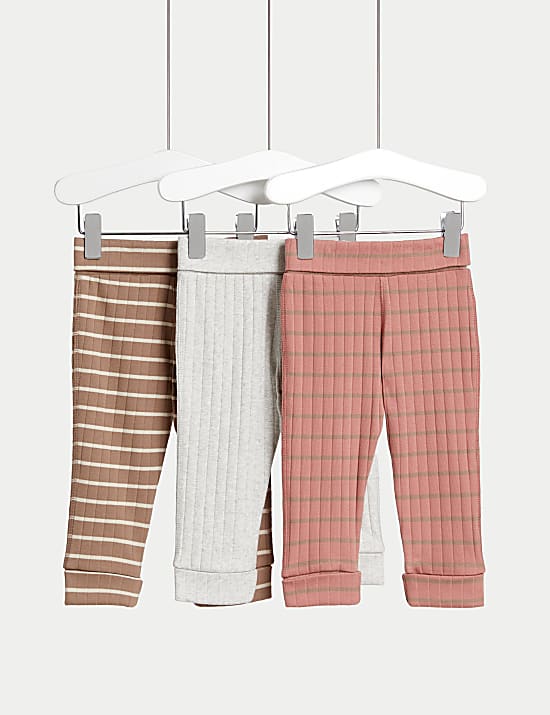 3pk Cotton Rich Striped Leggings (0-3 Yrs)