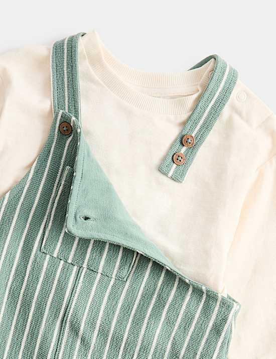Ensemble 2 pi&egrave;ces salopette en jersey 100 % coton (jusqu&rsquo;au 3 ans)