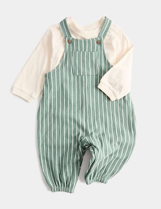 Ensemble 2 pi&egrave;ces salopette en jersey 100 % coton (jusqu&rsquo;au 3 ans)