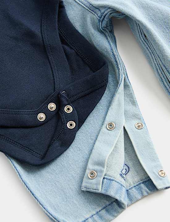 Pure Cotton Embroidered Denim Dungaree Outfit (0-3 Yrs)