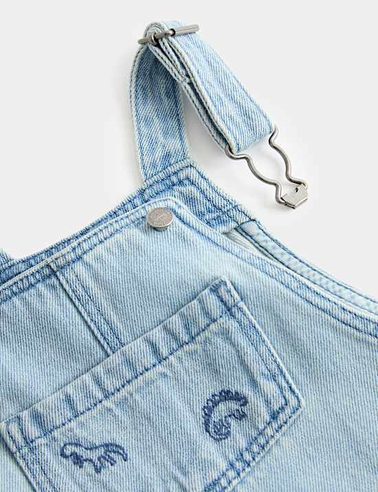 Pure Cotton Embroidered Denim Dungaree Outfit (0-3 Yrs)
