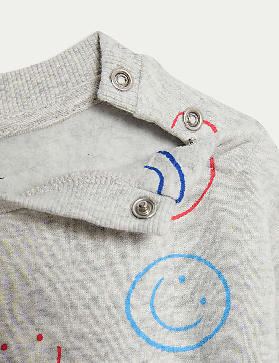 Σύνολο τοπ και παντελόνι Smiley με υψηλή περιεκτικότητα σε βαμβάκι (0-3 ετών)