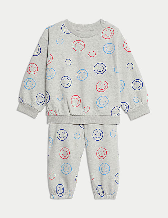 Cotton Rich Smiley Top & Bottom Outfit (0-3 Yrs)