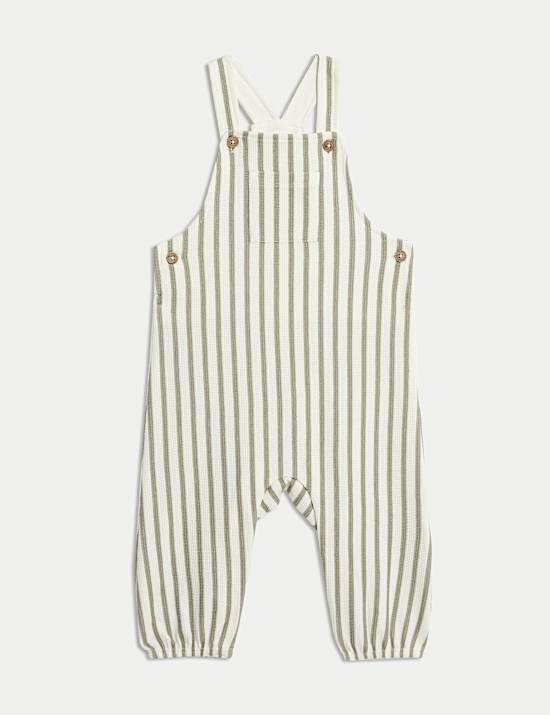 2pc Pure Cotton Jersey Striped Dungaree Outfit (0-3 Yrs)