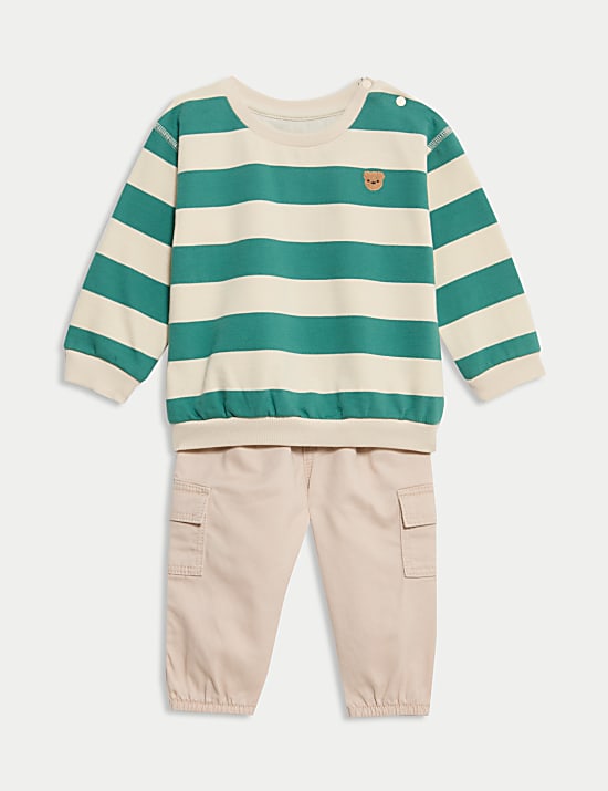 2pc Pure Cotton Striped Outfit (0-8 Yrs)