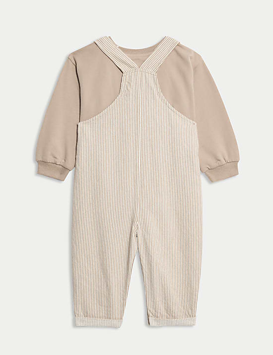 2pc Cotton Rich Striped Dungaree Outfit (0 Mths-3 Yrs)