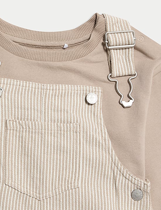 2pc Cotton Rich Striped Dungaree Outfit (0 Mths-3 Yrs)