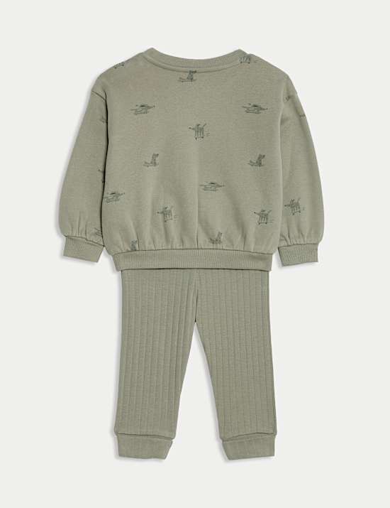 Ensemble 2 pièces en coton avec top et bas avec imprimé chien (jusqu’au 6 ans)