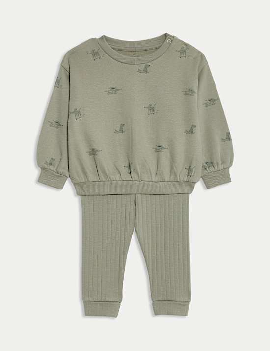 Ensemble 2 pièces en coton avec top et bas avec imprimé chien (jusqu’au 6 ans)