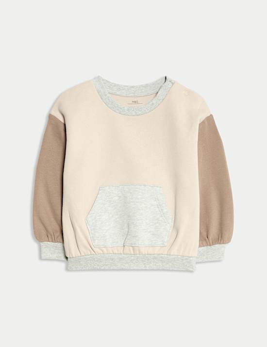 2pc Cotton Rich Crew Neck Colour Block Tracksuit