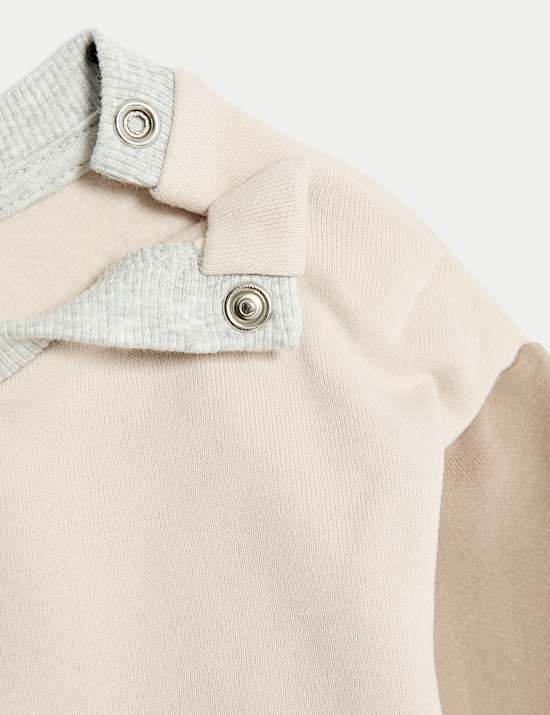 2pc Cotton Rich Crew Neck Colour Block Tracksuit