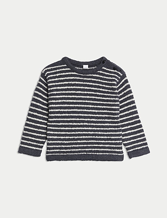 2pc Cotton RIch Striped Boucl&eacute; Knitted Outfit (0-3 Yrs)
