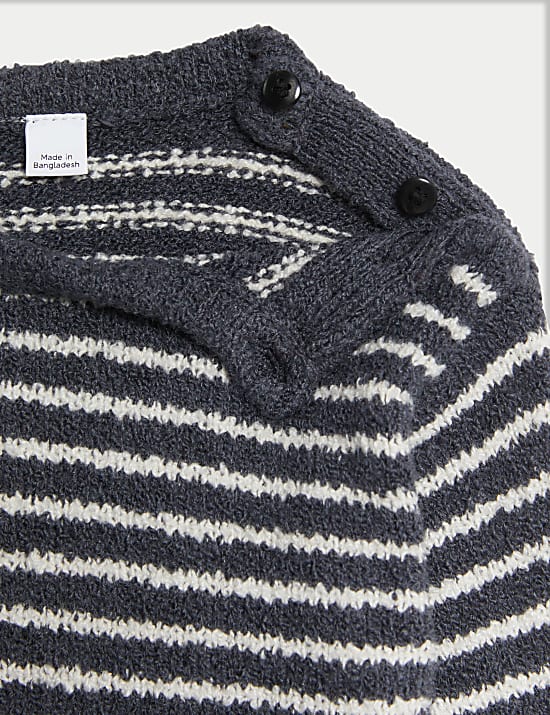2pc Cotton RIch Striped Boucl&eacute; Knitted Outfit (0-3 Yrs)
