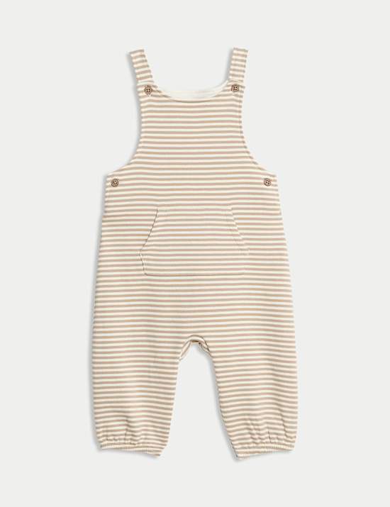 2pc Pure Cotton Striped Dungarees Outfit (0-3 Yrs)