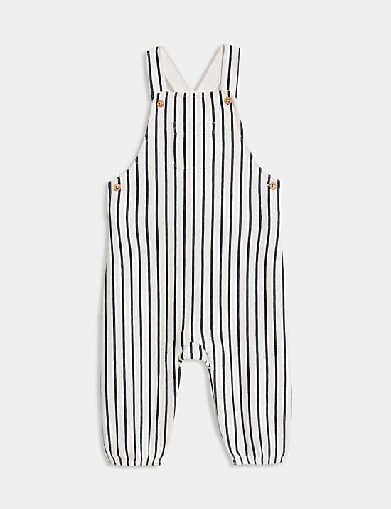 2pc Cotton Rich Striped Dungaree Outfit (0-3 Yrs)