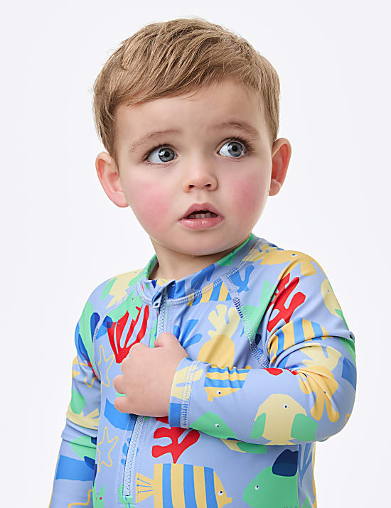 2-teiliges Badeanzug-Set mit langen &Auml;rmeln und Meeresmotiv (0&ndash;3 Jahre)