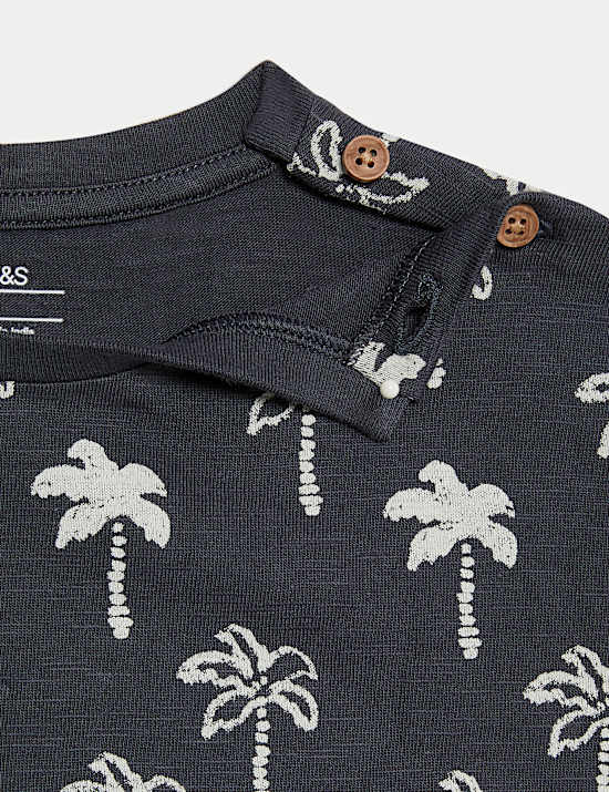 Σαλοπέτα-σορτς με σχέδιο φοίνικα από 100% βαμβάκι (0-3 ετών)