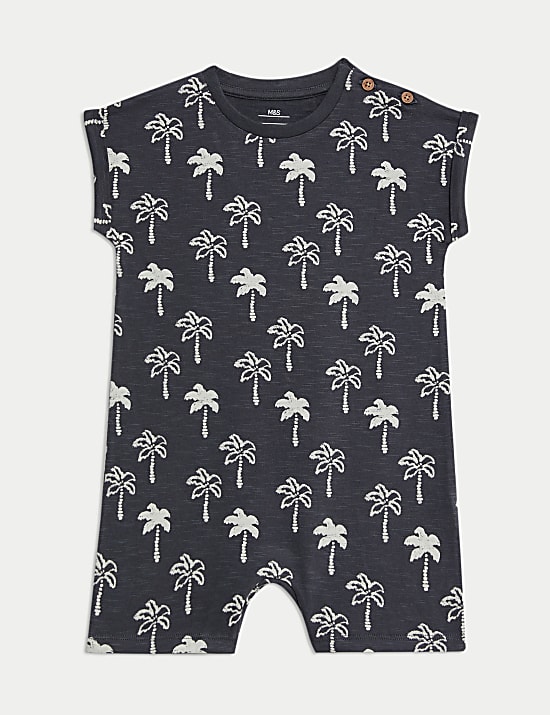 Σαλοπέτα-σορτς με σχέδιο φοίνικα από 100% βαμβάκι (0-3 ετών)