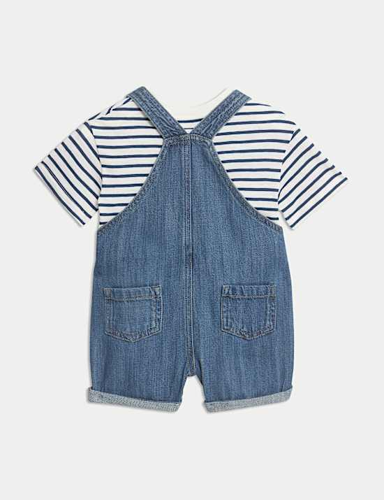 2 pi&egrave;ces salopette en coton jean (jusqu'au 3 ans)
