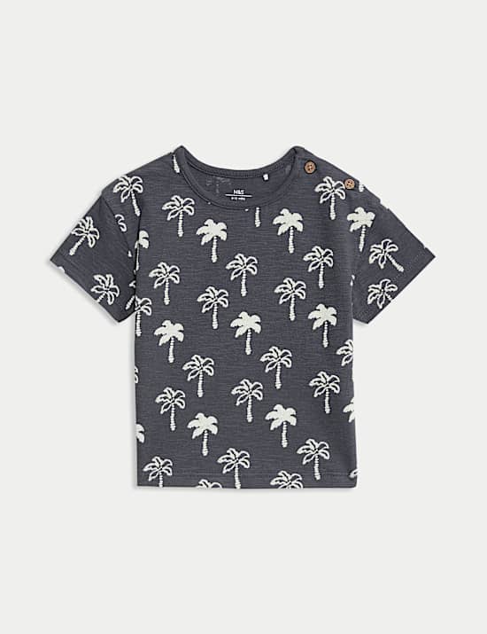 2pc Pure Cotton Palm Tree Bibshorts Outfit (0-3 Yrs)