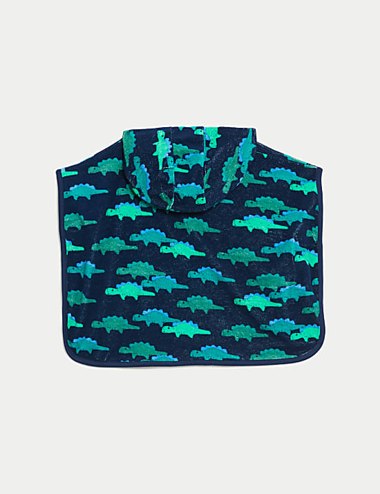Poncho en coton &eacute;ponge &agrave; capuche et motif dinosaure (jusqu&rsquo;au 3 ans)