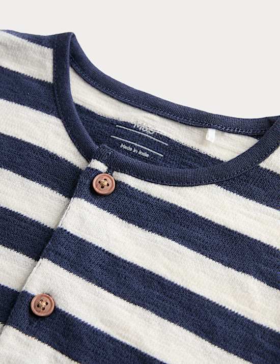 Pure Cotton Jersey Striped Romper (0-3 Yrs)