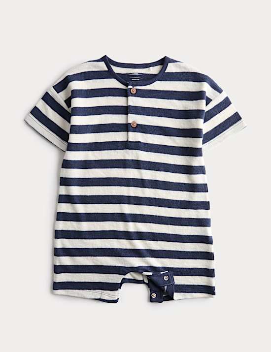 Pure Cotton Jersey Striped Romper (0-3 Yrs)