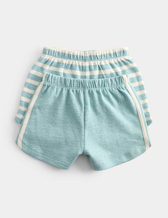 2 Pack Pure Cotton Side Stripe Shorts (0-5 Yrs)