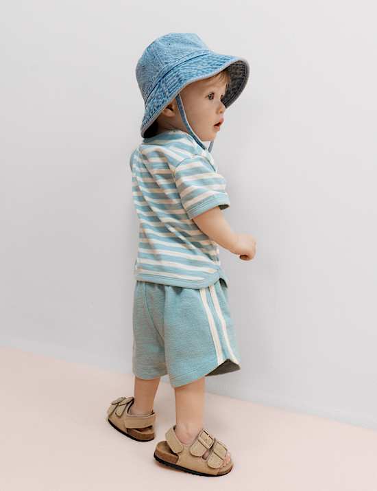 Lot de 2 shorts 100 % coton &agrave; rayure lat&eacute;rale (jusqu&rsquo;au 5 ans)