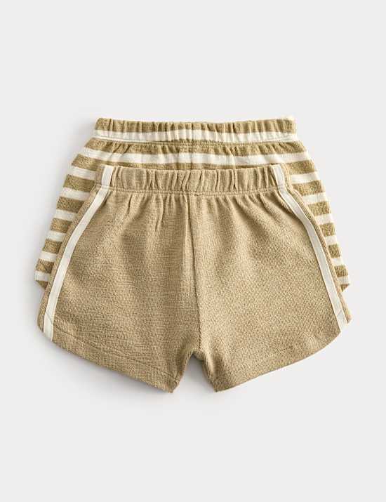 Lot de 2 shorts 100 % coton &agrave; rayure lat&eacute;rale (jusqu&rsquo;au 5 ans)