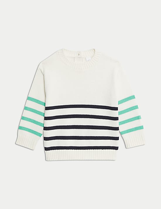 Pure Cotton Striped Knitted Jumper (0 Mths-3 Yrs)