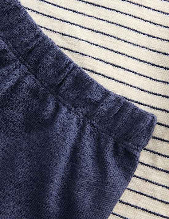 Pantalones cortos azul marino y camisa de rayas 100 % algod&oacute;n (0-5 a&ntilde;os)