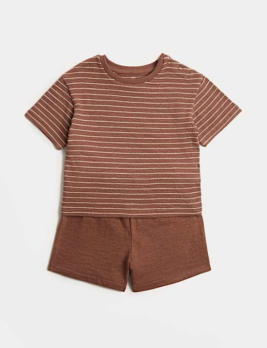 Pure Cotton Striped Shirt & Navy Shorts (0-5 Yrs)