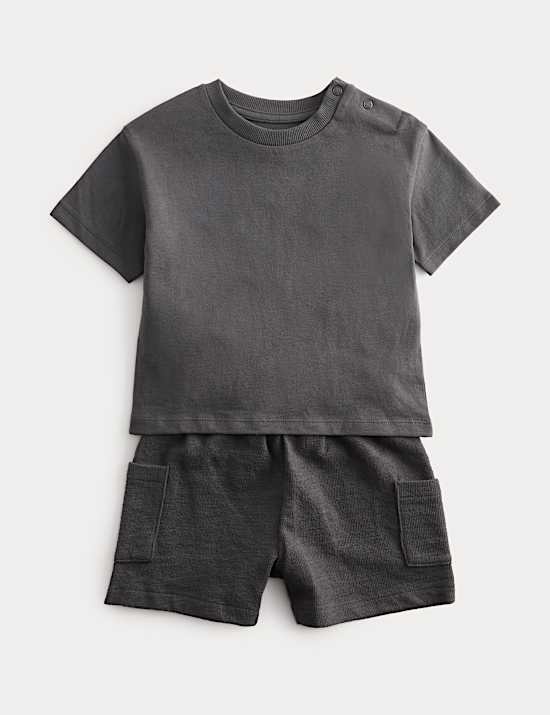 Ensemble 100 % coton chemise et short cargo (jusqu&rsquo;au 5 ans)