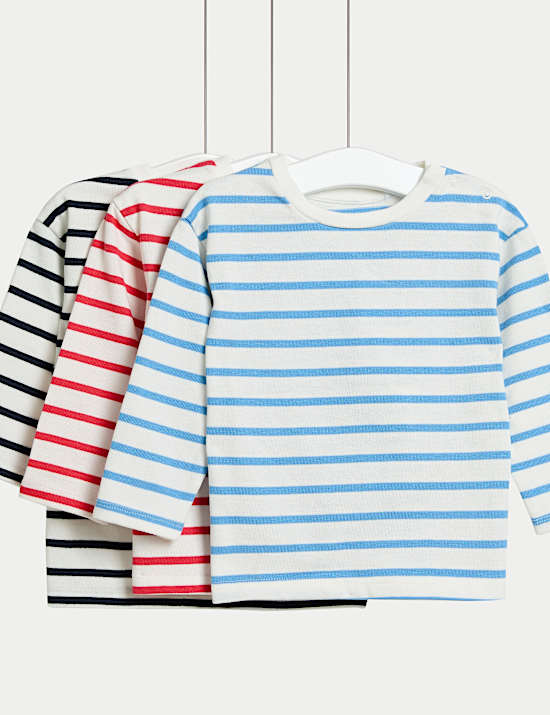 Lot de 3&nbsp;tops 100&nbsp;% coton à rayures (du 0 au 3&nbsp;ans)