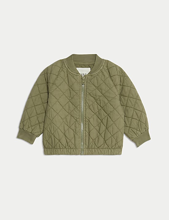 Pure Cotton Quilted Zip Jacket (0-3 Yrs)