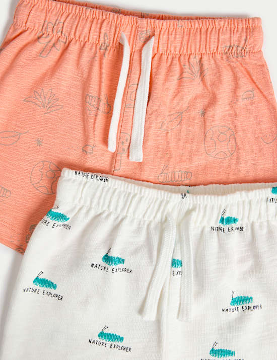 3pk Pure Cotton Caterpillar Print Shorts (0-3 Yrs)