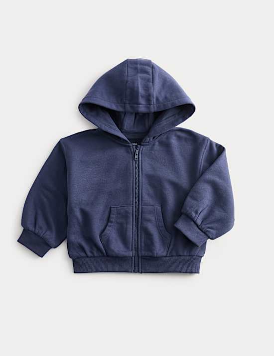 Cotton Rich Navy Zip Through Hoodie (0-3 Yrs)