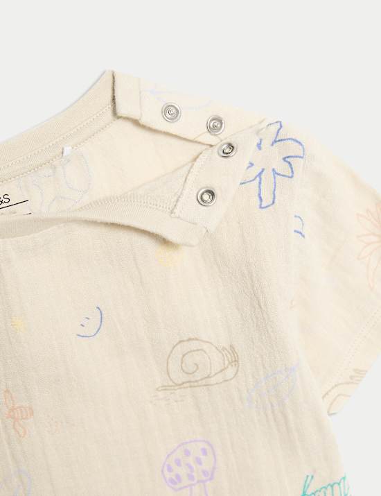 Ensemble 3 pièces shorts imprimés et chapeau (jusqu’au 3 ans)