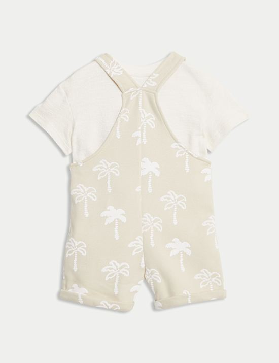 2pc Cotton Rich Palm Print Bibshort (0-3 Yrs)