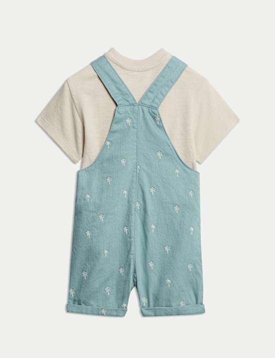 2pc Cotton Rich Palm Print Bibshort (0-3 Yrs)